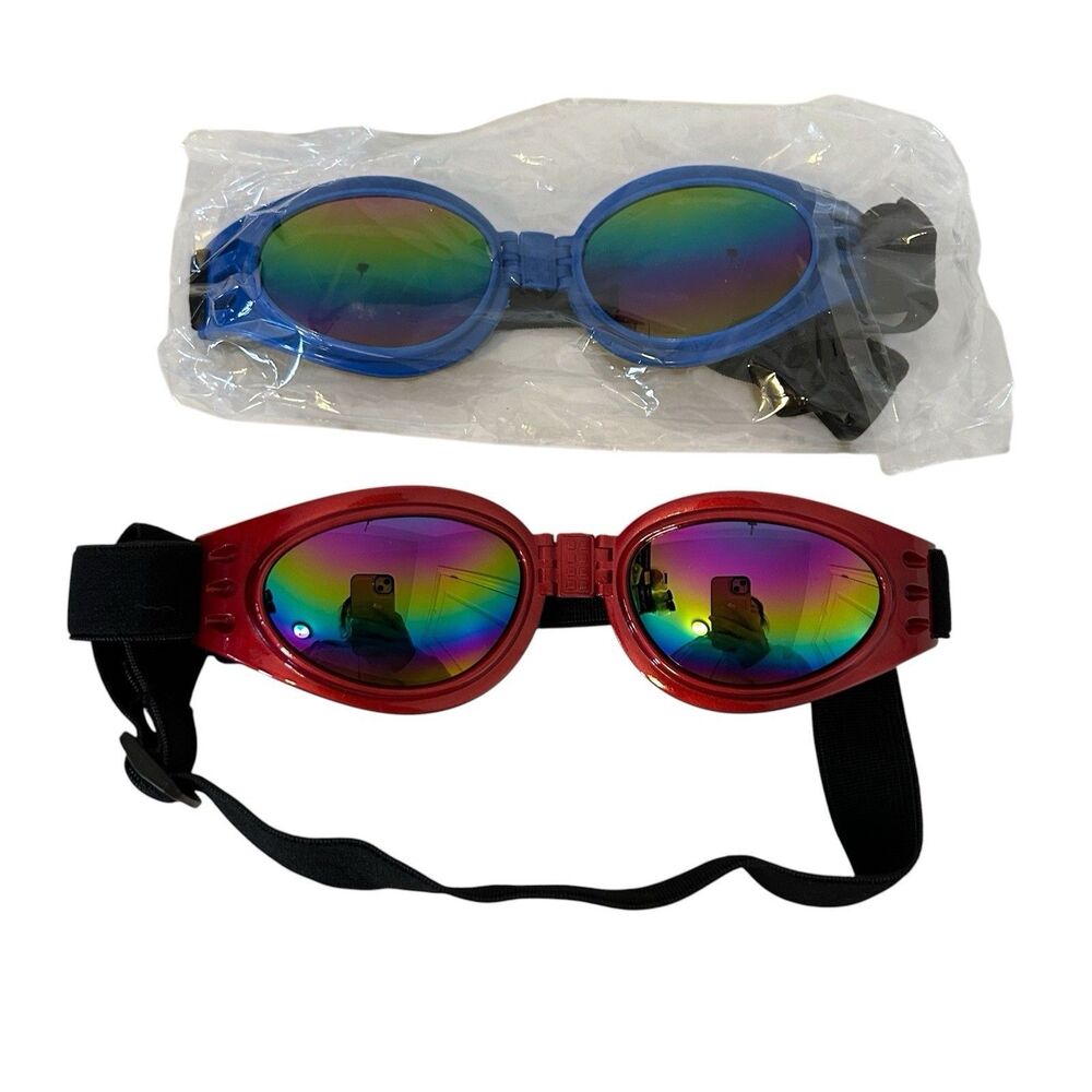 2Pcs Pet Dog Goggles Foldable Protection UV Sunglasses Windproof Medium Small